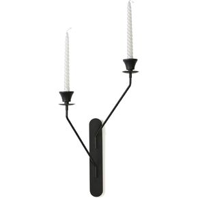 Veslen Metal Wall Candle Sconces Holder Set of 2 Wall Mount Candle Holders Modern Wall Decoration for Hallway/Bedroom/Fireplace/Wedding/Christmas/Halloween 16"×8"×4" Black