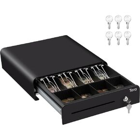 Tera Cash Drawer Heavy Duty: 13" Auto Open Arc Design with 6 Keys 4 Bill 4 Coin Fully Removable Cash Tray Media Slot Key-Lock for Point of Sale (POS) System Small Businesses Vending 335R Pink in Kuwait