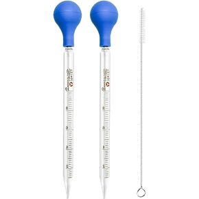 2 Pcs 10ml Glass Pipette Droppers Liquid Transfer Eye Droppers Large Essential Oil Droppers Dropping Pipettes with Bulb Cleaning Brush Pipettes and Pipettors
