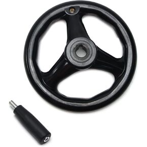 Bettomshin 1PCS 3.94 inch Anti-Slip 3 Spoked Lathe Handwheel Black PP w Revolving Handle， Center Hole Diameter 12mm/0.47inch for Milling Machine Lathes Grinders Black
