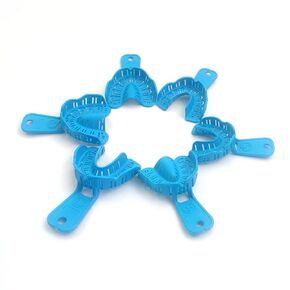 6Pcs/Bag Dental Impression Trays Autoclavable Plastic Adult and Children Material Blue S/M/L
