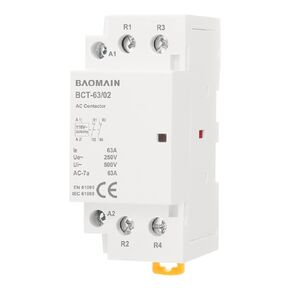 Baomain Normally Closed AC Contactor 63A 2 Pole 2 NC Universal Circuit Control 35mm DIN Rail Mount CE Listed BCT-63/02 (AC 110V)