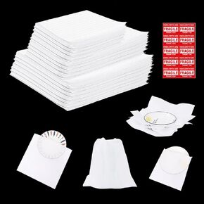 100Pcs Cushion Foam Pouches,3 Sizes Moving Foam Pouch with 12x12 Inch Foam Wrap Sheets for Protect Mug,Cup,Glasses,China,and Dishes,Packing Supplies Incidental Fragile Labels
