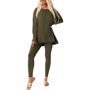 PRETTYGARDEN Women's Fall 2 Piece Outfits Casual Long Sleeve Tunic Tops Legging Pants Matching Lounge Sets Sweatsuits