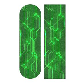 Skateboard Grip Tape Sheet Design Deck Sandpaper Circuit Board Technology Green Longboard Griptape Non Slip Tape 33.1 * 9.1 Inch Waterproof scooter Grip tape