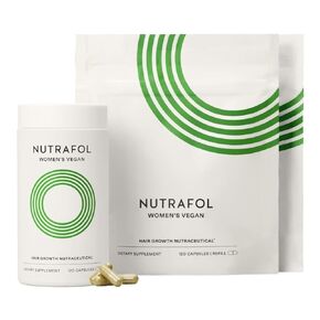 Nutrafol Women's Vegan Hair Growth Supplements, Plant-based, Ages 18-44, Clinically Tested for Visibly Thicker, Stronger Hair, Dermatologist Recommended - 3 Month Supply, 1 Bottle, 2 Pouches