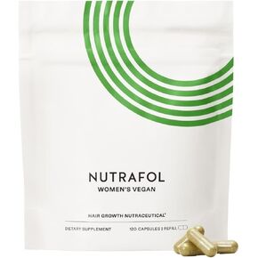Nutrafol Women's Vegan Hair Growth Supplements, Plant-Based and Gluten-Free, Ages 18-44, Clinically Tested for Visibly Thicker, Stronger Hair, Dermatologist Recommended - 1 Month Supply, 1 Pouch
