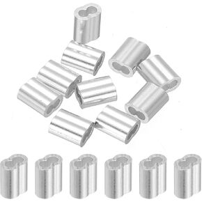 uxcell 5/64" 2mm Aluminum Crimping Loop Sleeve Double Ferrule for Wire Rope Cable Line End, Silver 10pcs
