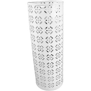 Heayzoki Umbrella Stand, Umbrella Holder for Entryway, Round Proof Waterproof Hollow Metal Umbrella Holder Bin for Home Entryway (White)
