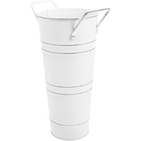Golf Clubs - Canes - and Walking Sticks Organizer Iron Bucket Vase for Home and Office Use Umbrella Stand Rack for Entryway and Indoor Plants White