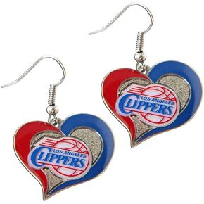 Aminco International NBA Los Angeles Clippers Swirl Heart Shape Dangle Logo Earring Set Charm Gift