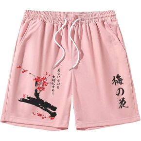 GORGLITTER Men's Floral Graphic Track Shorts Drawstring Drippy Summer Athletic Workout Shorts