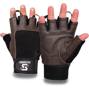 Leather Workout Gloves for Men & Women – Anti-Slip Weightlifting, Gym, and Cycling Gloves with StretchBack Mesh, Full Palm Protection Extra Grip for Fitness & Cross-Training Gloves