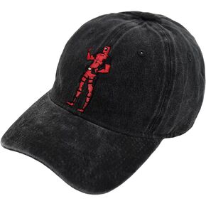 Marvel Deadpool Dad Hat, Face Logo Cotton Adjustable Baseball Cap with Curved Brim, Black, One Size