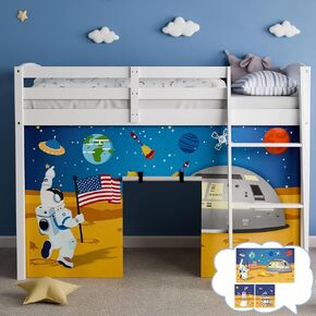 Fire-Truck Bunk Bed - 45H Curtains Premium and Customizable Cartoon Loft Bed Curtains for Children to Enhance The Imaginative Creation Bedroom Curtains(3PCS,Twins)