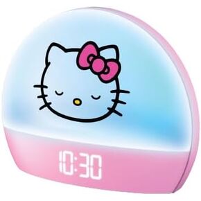 Hello Kitty Sunrise Alarm Clock - Multicolor Lights, USB Charging, LED Display, and Snooze Function Ages