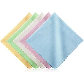 5PCS Eye Glass Cleaning Cloth 12x12" Large Thickened Microfiber Eyeglasses Cleaner Wipes, Multicolor Sunglasses Cleaning Cloths for Electronics Glasses Screens and Lenses(Pink/Yellow/Blue/Green/Beige)