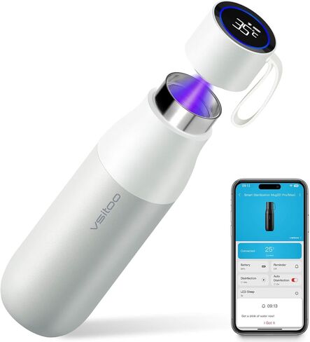 vsitoo Self-Cleaning Smart Water Bottle, Vacuum Stainless Steel Insulated Water Bottle with Handle Double-wall, Keep Drink Hot or Cold, Leak Proof, Standard Metal Canteen for Gym and Outdoor, 15 oz in Saudi Arabia