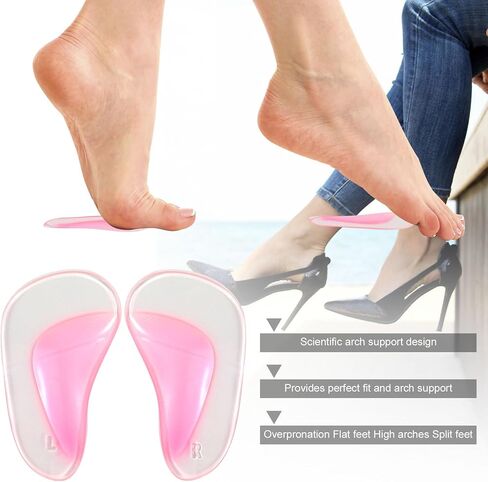 6 Pairs Arch Supports Cushions, Self-Adhesive Arch Support Sandals Shoe Inserts Non Slip Soft Gel Arch Support Pads Gel Arch Insoles Foot Heels Arch Supports for Man Women (Transparent) in Saudi Arabia