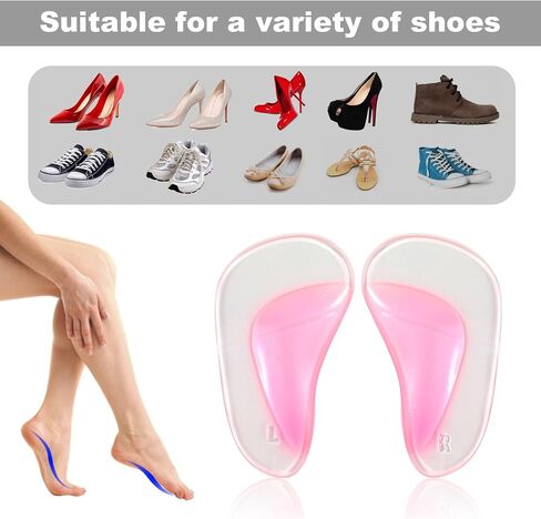 6 Pairs Arch Supports Cushions, Self-Adhesive Arch Support Sandals Shoe Inserts Non Slip Soft Gel Arch Support Pads Gel Arch Insoles Foot Heels Arch Supports for Man Women (Transparent) in Saudi Arabia