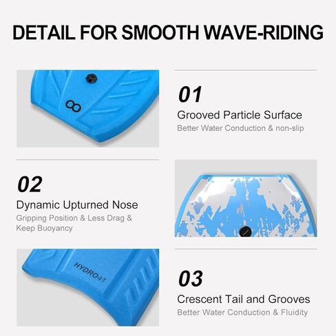 WOOWAVE Bodyboard 41 بوصة للأطفال والكبار، لوح الجسم مع EPS Core، سطح XPE، قاع أملس HDPE، يأتي مع مقود معصم ملفوف لجميع مستويات ركوب الأمواج in Kuwait