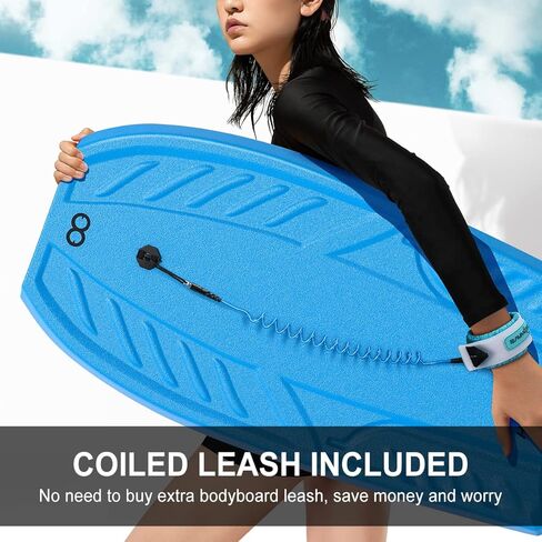 WOOWAVE Bodyboard 41 بوصة للأطفال والكبار، لوح الجسم مع EPS Core، سطح XPE، قاع أملس HDPE، يأتي مع مقود معصم ملفوف لجميع مستويات ركوب الأمواج in Kuwait