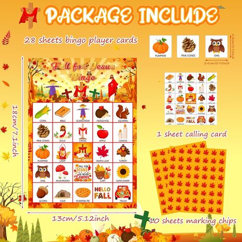 Shappy 39 Pcs Fall Bingo Game Cards Sets for Adults 28 Players Fall Festival Party Games Autumn Bingo Cards for School Classroom Family Activities Thanksgiving Party Supplies Decoration(Christian) in Saudi Arabia