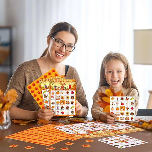 Shappy 39 Pcs Fall Bingo Game Cards Sets for Adults 28 Players Fall Festival Party Games Autumn Bingo Cards for School Classroom Family Activities Thanksgiving Party Supplies Decoration(Christian) in Saudi Arabia