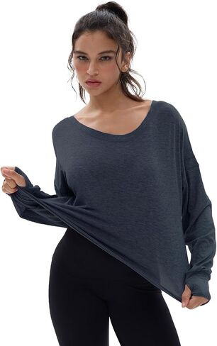 Wenlia Women's Open Back Workout Crop Tops Long Sleeve Casual Shirts Athletic Gym Yoga Tee with Thumb Hole in Saudi Arabia