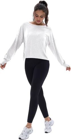 Wenlia Women's Open Back Workout Crop Tops Long Sleeve Casual Shirts Athletic Gym Yoga Tee with Thumb Hole in Saudi Arabia