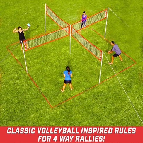 مجموعة ألعاب الكرة الطائرة المربعة GoSports Slam X 4 - لعبة الفناء الخلفي والشاطئ المثالية للأطفال والكبار - 14 قدمًا أو 21 قدمًا in Saudi Arabia