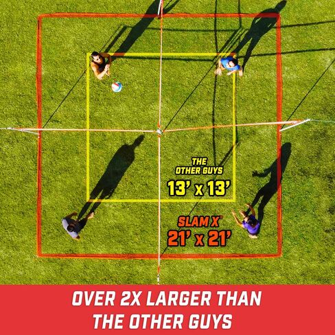 مجموعة ألعاب الكرة الطائرة المربعة GoSports Slam X 4 - لعبة الفناء الخلفي والشاطئ المثالية للأطفال والكبار - 14 قدمًا أو 21 قدمًا in Saudi Arabia