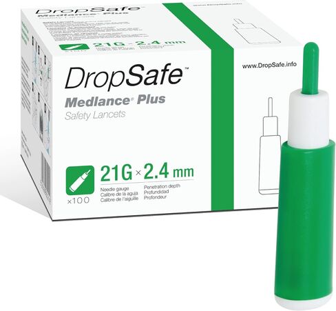Medlance Plus Safety Lancet, Universal, 21 Gauge, 1.8mm, Pressure Activated for Capillary Blood Testing, Sterile, Single-Use, 200ct Box in Saudi Arabia