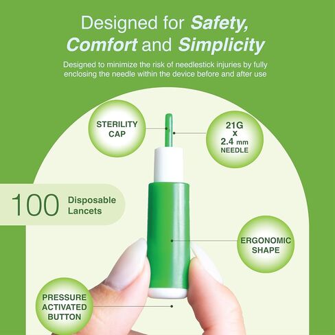 Medlance Plus Safety Lancet, Universal, 21 Gauge, 1.8mm, Pressure Activated for Capillary Blood Testing, Sterile, Single-Use, 200ct Box in Saudi Arabia