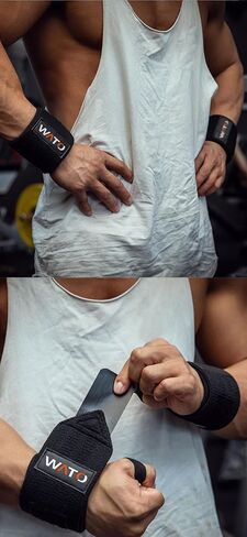 أغطية معصم رياضية / أحزمة معصم لرفع الأثقال، أحزمة رياضية شديدة التحمل مع حلقات إبهام، لفافة لمنافسة رفع الأثقال، تدريب القوة، كمال الأجسام - دعامة معصم للرجال والنساء، عبوة من قطعتين in Kuwait