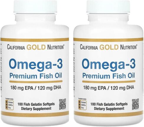 Omega-3 Premium Fish Oil by California Gold Nutrition, Concentrated Formula with EPA & DHA, Support for Optimal Lipid Profile & Immune System, Gluten Free, Non-GMO, 100 Fish Gelatin Softgels in Saudi Arabia
