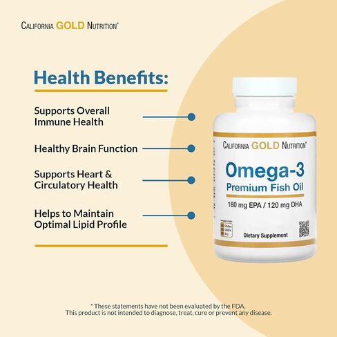 Omega-3 Premium Fish Oil by California Gold Nutrition, Concentrated Formula with EPA & DHA, Support for Optimal Lipid Profile & Immune System, Gluten Free, Non-GMO, 100 Fish Gelatin Softgels in Saudi Arabia