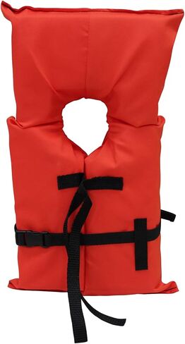 سترة نجاة Kemp USA Type 2 PFD للبالغين - سترة نجاة خفيفة الوزن وقابلة للتعديل للبالغين مع إغلاق بإبزيم - برتقالي in Kuwait