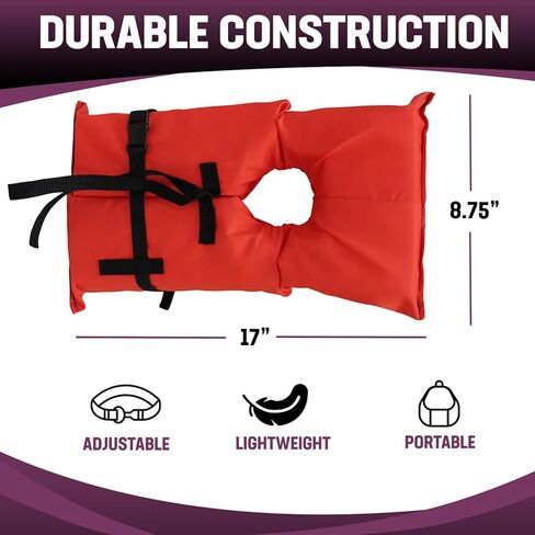 سترة نجاة Kemp USA Type 2 PFD للبالغين - سترة نجاة خفيفة الوزن وقابلة للتعديل للبالغين مع إغلاق بإبزيم - برتقالي in Kuwait