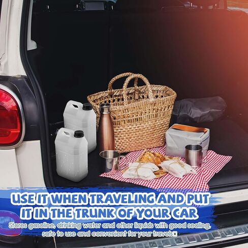 6 Pcs 1 Gallon Plastic Jug with Lids Square Empty Storage Containers Plastic Jar Containers for Water Sauces Soaps Detergents Liquids Cleaning Solutions(Black) in Kuwait