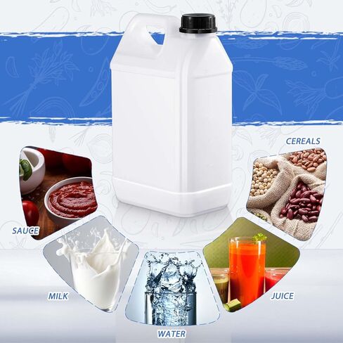 6 Pcs 1 Gallon Plastic Jug with Lids Square Empty Storage Containers Plastic Jar Containers for Water Sauces Soaps Detergents Liquids Cleaning Solutions(Black) in Kuwait