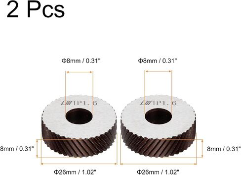 uxcell 2Pcs 26x8x8mm Knurling Wheel Kit 1.5mm Pitch Diamond Wheel Linear Knurl in Saudi Arabia