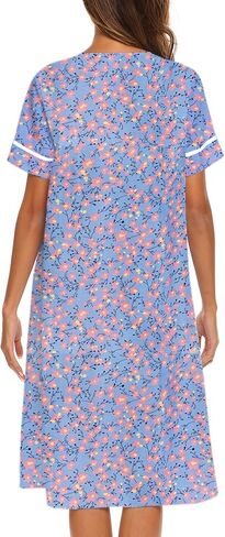 Ekouaer House Dress for Women with Pockets Button Front Duster Housecoat Short Sleeve Nightgown Pajama Dress Plus Size Floral Bathrobe, Floral, Medium in Saudi Arabia