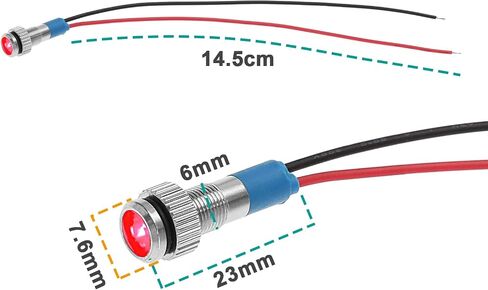 The Lord of the Tools 10PCS LED Metal Indicator Light 6mm 12-24V Waterproof Signal Lamp with Wire for Cars Vans Trucks Boats Model Cars Remote Controlled Cars Red/Orange/Blue/Green/White in Saudi Arabia