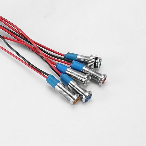 The Lord of the Tools 10PCS LED Metal Indicator Light 6mm 12-24V Waterproof Signal Lamp with Wire for Cars Vans Trucks Boats Model Cars Remote Controlled Cars Red/Orange/Blue/Green/White in Saudi Arabia