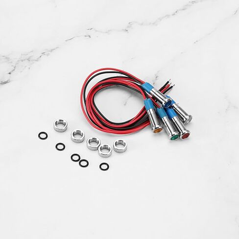 The Lord of the Tools 10PCS LED Metal Indicator Light 6mm 12-24V Waterproof Signal Lamp with Wire for Cars Vans Trucks Boats Model Cars Remote Controlled Cars Red/Orange/Blue/Green/White in Saudi Arabia
