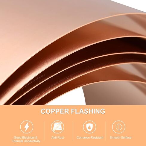 لفة صفائح نحاسية من uxcell 3500 مم × 50 مم × 0.6 مم، 99.9% شريط نحاسي نقي وامض من النحاس المعدني لمشروعات الكهرباء DIY (أحجام متعددة) in Saudi Arabia