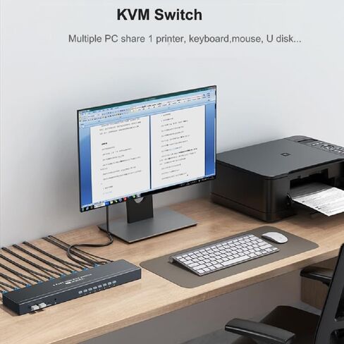 Arvitek VGA KVM Switch 8 Port، USB KVM Switches 8 in 1 Out Selector for 8 PCs Share 1 Monitor و4 أجهزة USB لوحة المفاتيح والماوس والطابعة والماسح الضوئي والسماعات in Kuwait