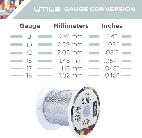 UTILE Armature سلك ألومنيوم 100 قدم 17 قياس 1.4 مم سلك قابل للانحناء بأكسيد حرفية - نحت سلك فضي معدني لأشجار البونساي والطين والحرف اليدوية والنباتات والبستنة والديكور وصناعة المجوهرات (فضي) in Kuwait