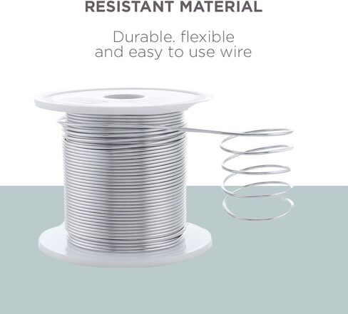 UTILE Armature سلك ألومنيوم 100 قدم 17 قياس 1.4 مم سلك قابل للانحناء بأكسيد حرفية - نحت سلك فضي معدني لأشجار البونساي والطين والحرف اليدوية والنباتات والبستنة والديكور وصناعة المجوهرات (فضي) in Kuwait
